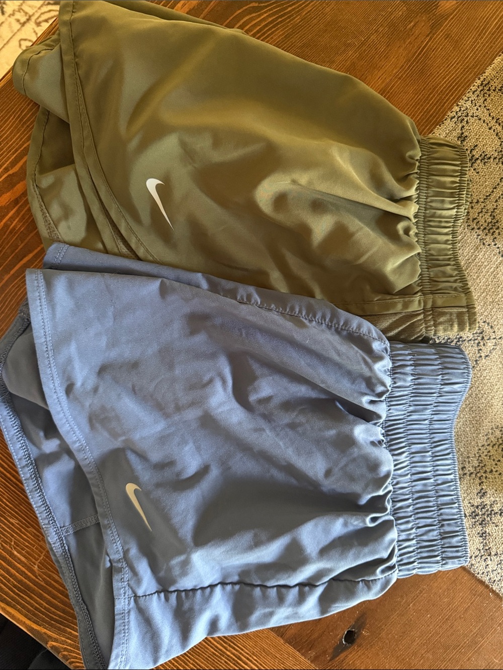 Nike Women’s Olive Green and Slate Blue Athletic Shorts Duo